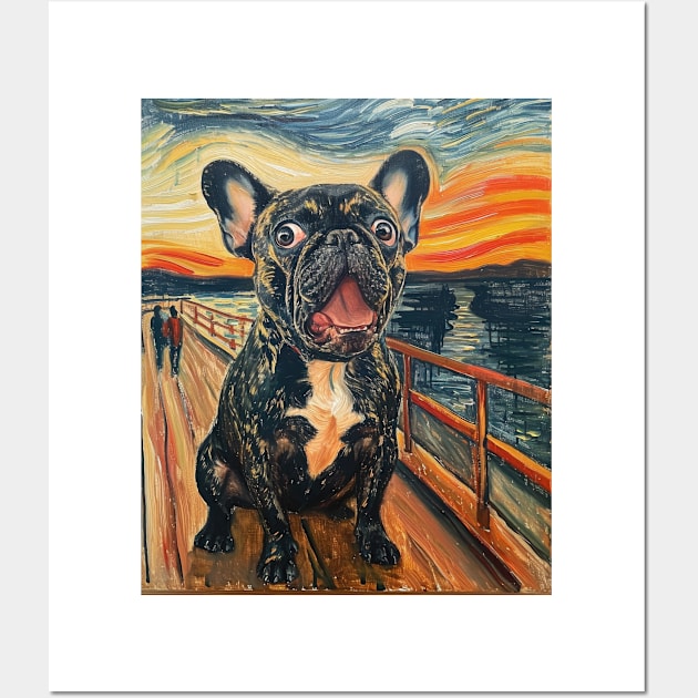 Brindle French Bulldog The Scream Painting Wall Art by podartist